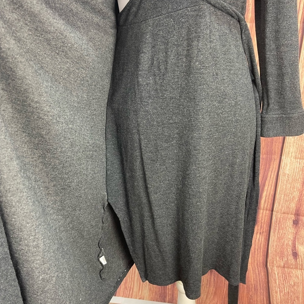 Ann Taylor LOFT military style dark gray faux wrap dress women’s size 0 - Picture 7 of 16